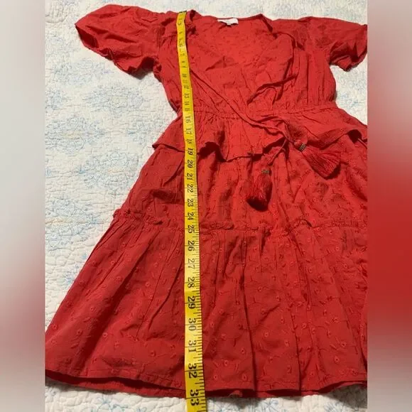 NSR Coral Eyelet Short Sleeve Summer Dress with Tassels Women's Size XS # - Picture 3 of 7